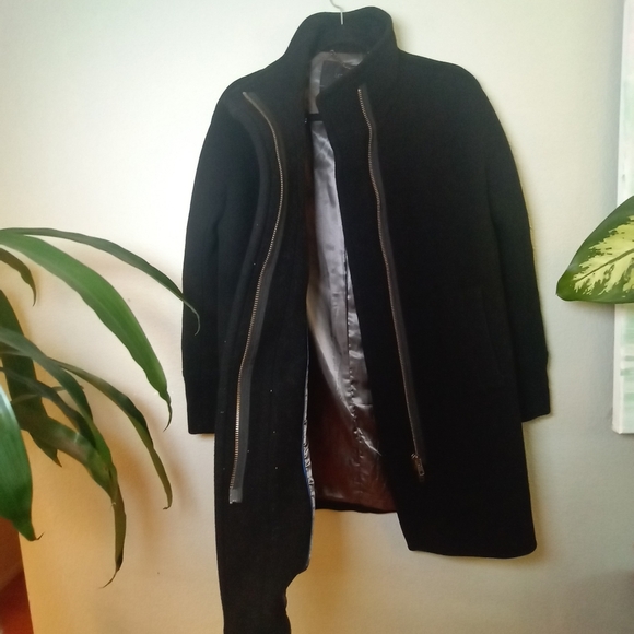 J. Crew Stadium Cloth Classic  Preppy Wool Placket Zipper Casual Black Jacket - Picture 2 of 8